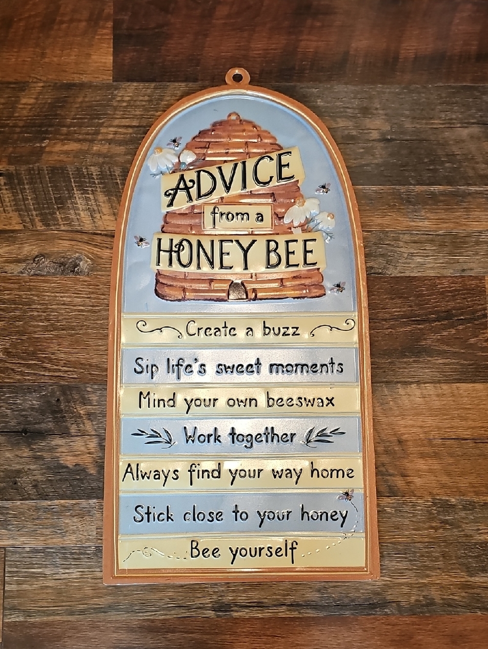 Advice from a Honey Bee Wall Plaque - Yellow & Blue
